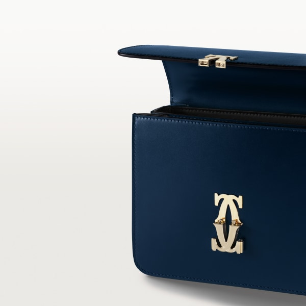 Mini shoulder bag, C de Cartier Midnight blue calfskin, golden finish