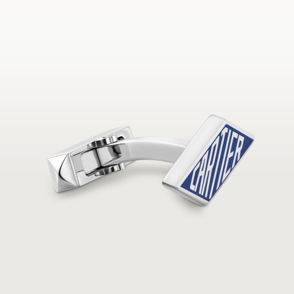 Cartier Losange cuff links Sterling silver, palladium finish, blue lacquer