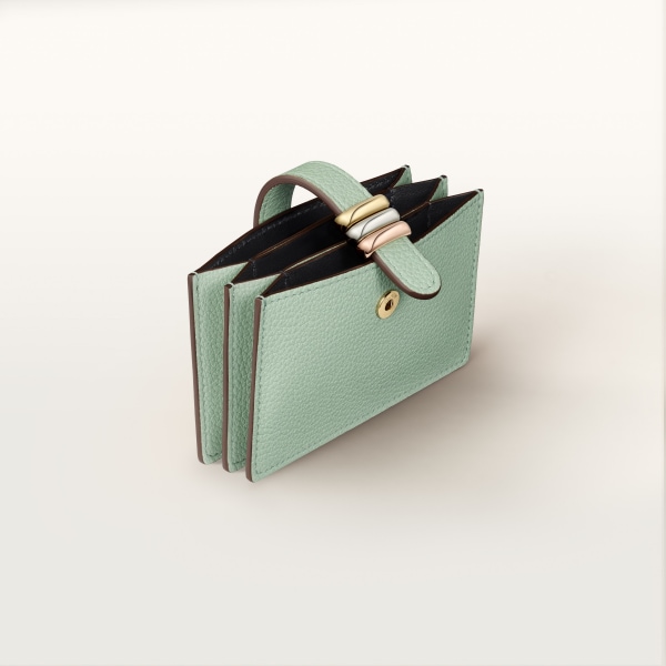 Accordion card holder, Trinity Jade-coloured grained calf leather with gold, palladium or rose gold finish