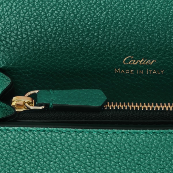 Tarjetero para tarjetas de visita con cremallera, Panthère de Cartier Piel de becerro verde intenso, acabado dorado