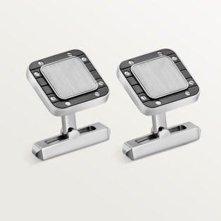 Santos de Cartier cufflinks Palladium-finish sterling silver and striated metal covered with anthracite grey PVD