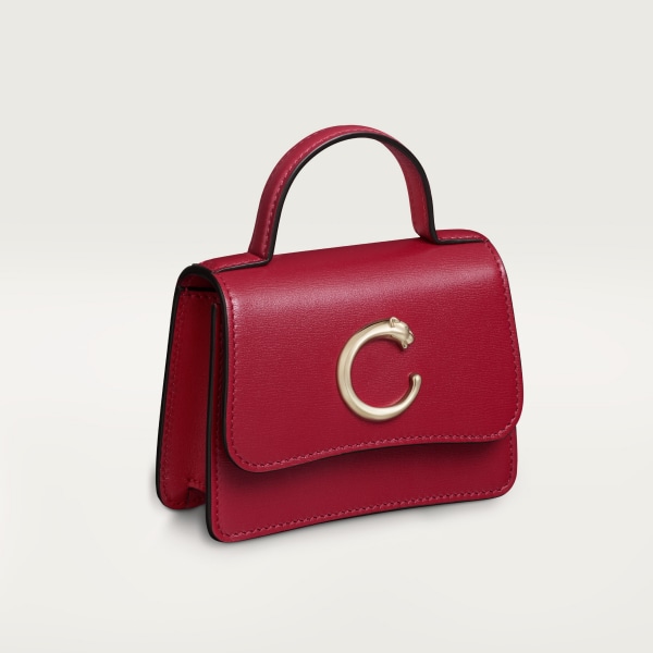 Bolso de cadena tamaño micro, Panthère de Cartier Piel de becerro rojo cereza, acabado dorado