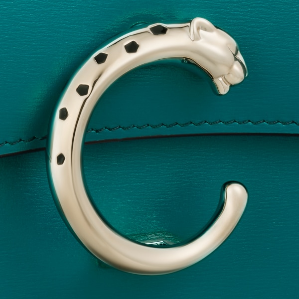 Mini model chain bag, Panthère de Cartier Petrol blue calfskin, golden finish