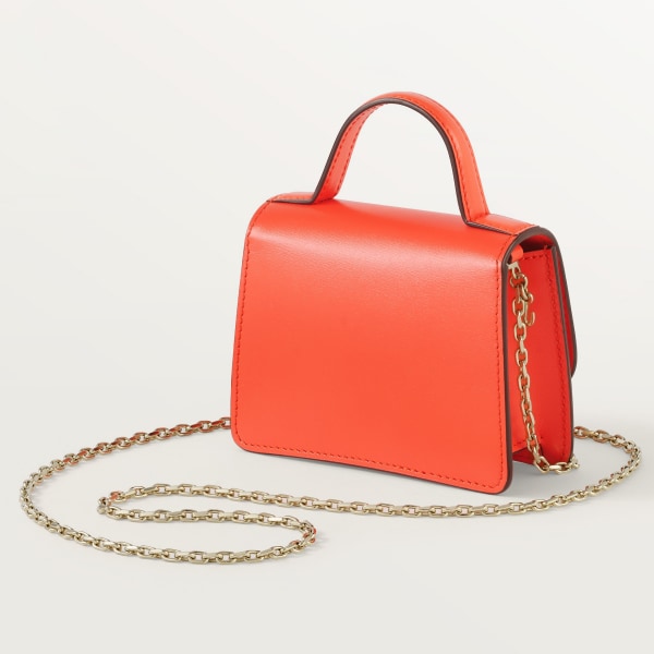 Micro model chain bag, Panthère de Cartier Tangerine calfskin, golden finish