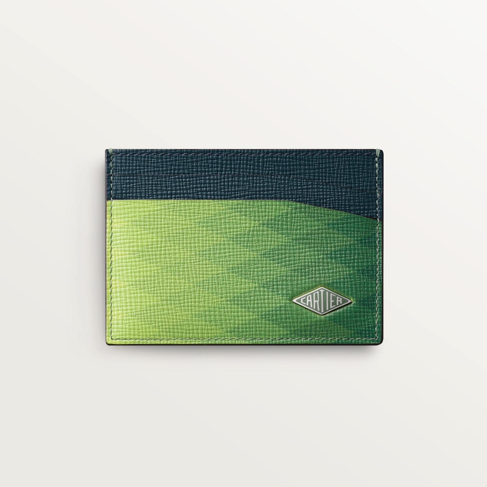 Double card holder, Cartier LosangeLime calfskin with prismatic print, palladium-plated finish and graphite enamel