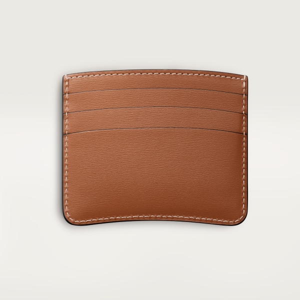 Simple card holder, Panthère de Cartier Caramel calfskin, golden finish