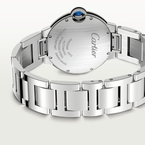 Reloj Ballon Bleu de Cartier 36 mm, movimiento mecánico de carga automática, acero, diamantes