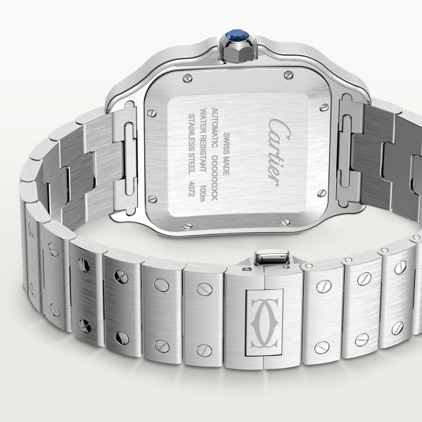 Santos de Cartier watch Large model, automatic movement, steel, interchangeable metal and leather bracelets