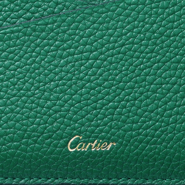 Tarjetero sencillo, Panthère de Cartier Piel de becerro verde intenso, acabado dorado