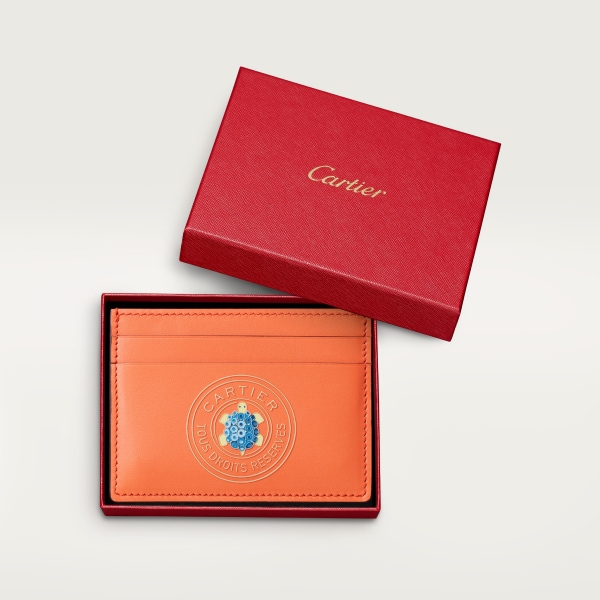 Single card holder, Cartier Characters Apricot calfskin