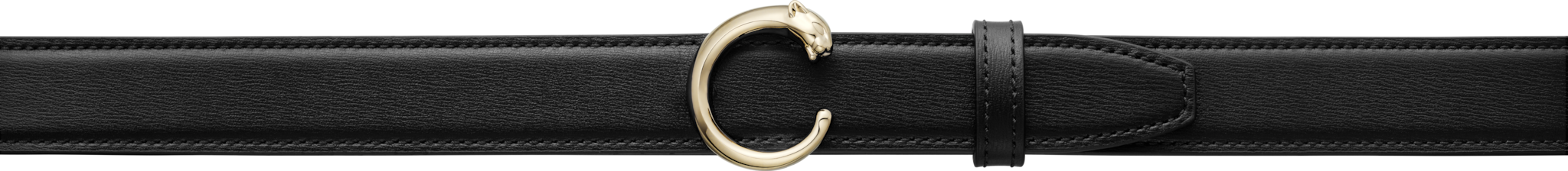 Cinturón Panthère de CartierPiel de ternera negra, hebilla acabado dorado