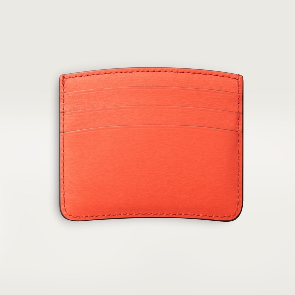 Simple card holder, Panthère de Cartier Tangerine calfskin, golden finish