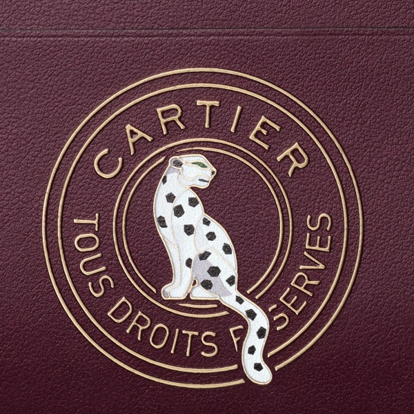 Single card holder, Cartier Characters Plum calfskin, golden finish