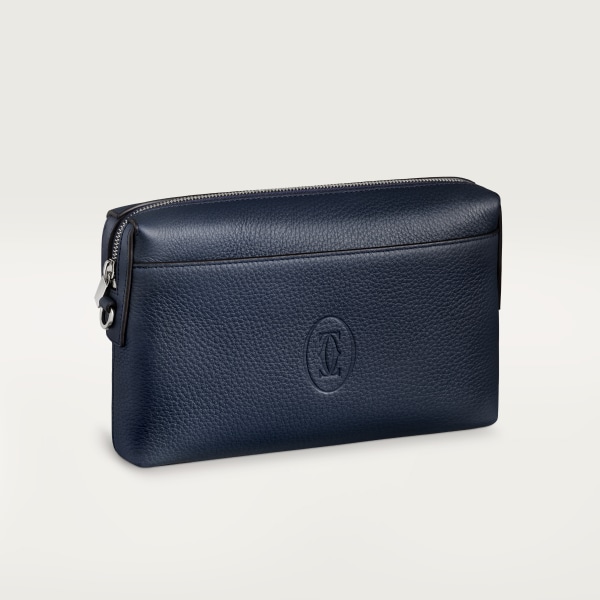 Pochette, Must de Cartier Piel de becerro azul marino, acabado paladio