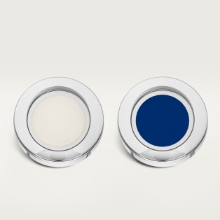 Cufflinks with moon phase motif Sterling silver, blue and white lacquer