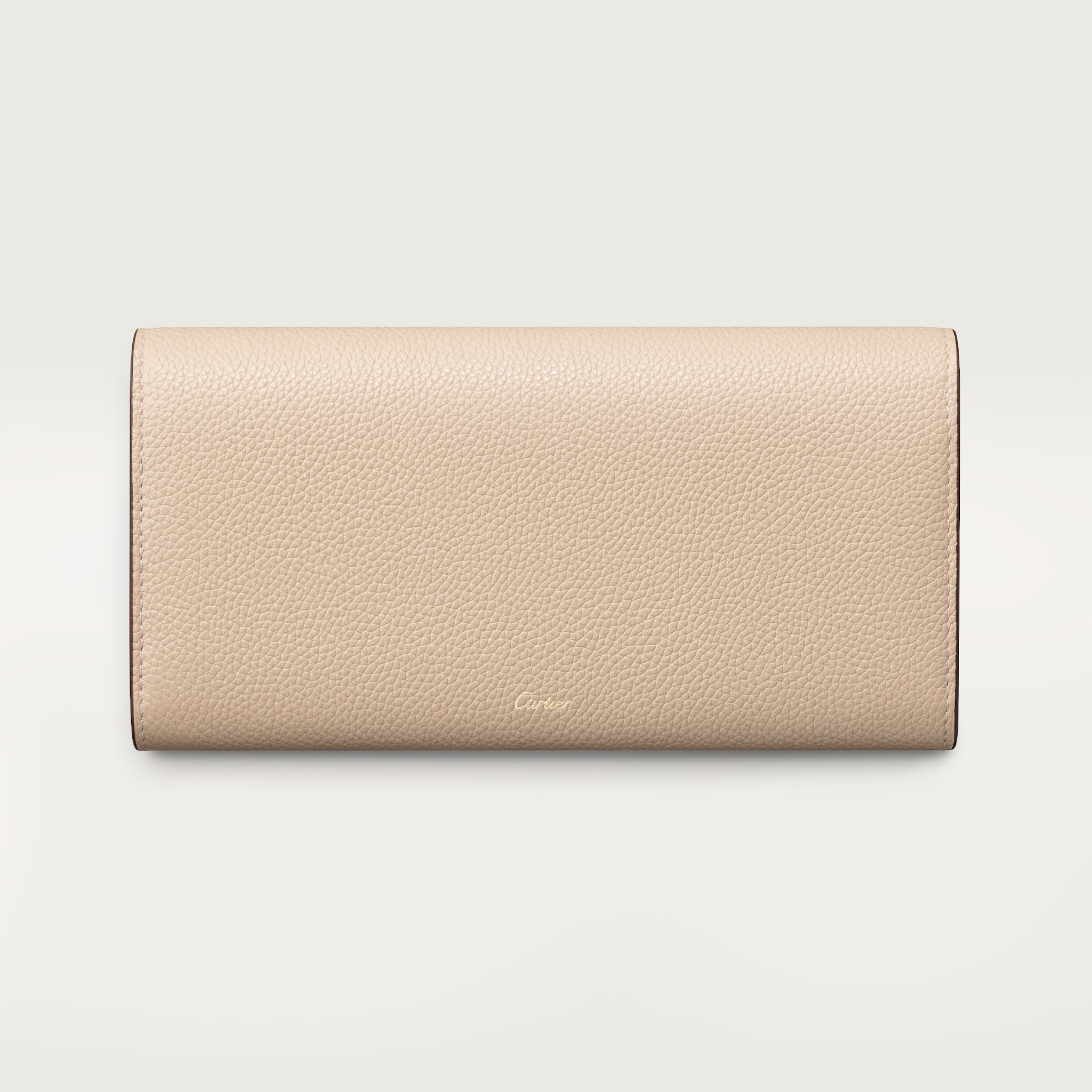 International wallet with flap, Panthère de CartierLight beige grained calfskin, golden finish