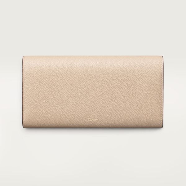 Cartera internacional con tapa, Panthère de Cartier Piel de becerro graneada beige claro, acabado dorado