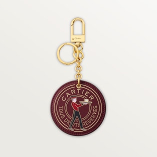 Round keyring, Cartier Characters Burgundy calfskin, golden finish