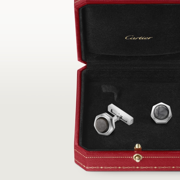 Santos de Cartier cufflinks Sterling silver, palladium finish and Picasso jasper