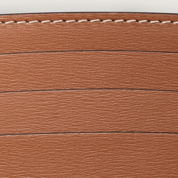 Simple card holder, Panthère de Cartier Caramel calfskin, golden finish