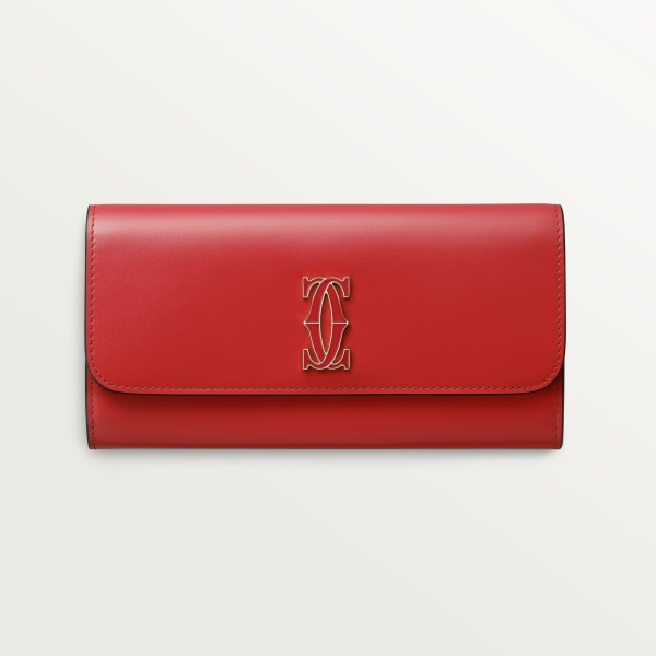 C de Cartier Small Leather Goods, Wallet Smooth red calfskin, golden finish