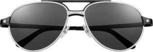 Gafas de sol Santos de Cartier Metal acabado platino cepillado, lentes negras