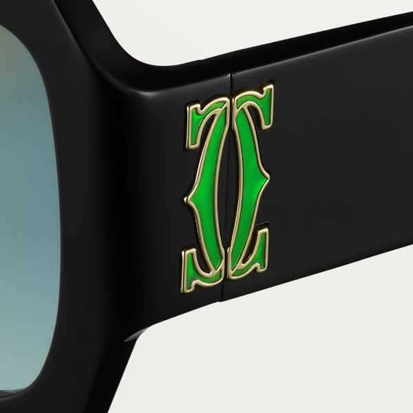 Gafas de sol Double C de Cartier Acetato negro, lentes degradadas verdes