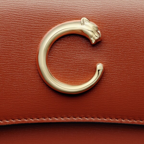 Panthère de Cartier long wallet Chestnut calfskin, golden finish