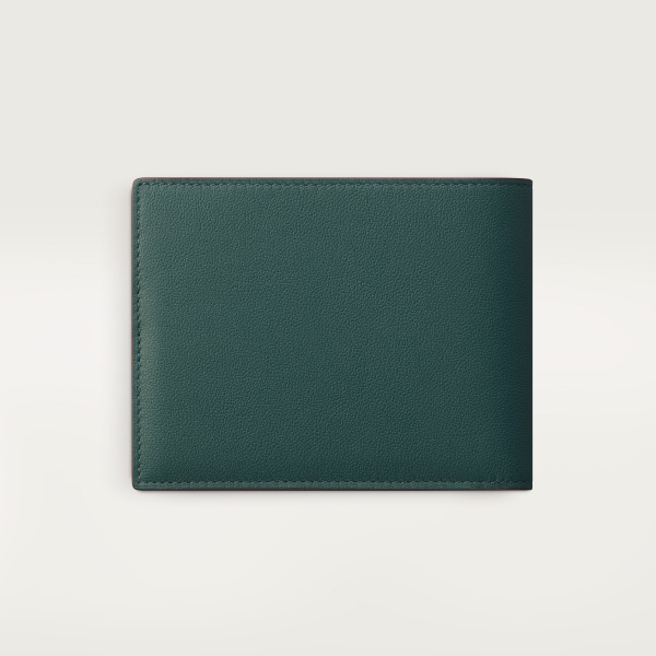 Six-credit card wallet, Must de Cartier Pine green calfskin, palladium finish