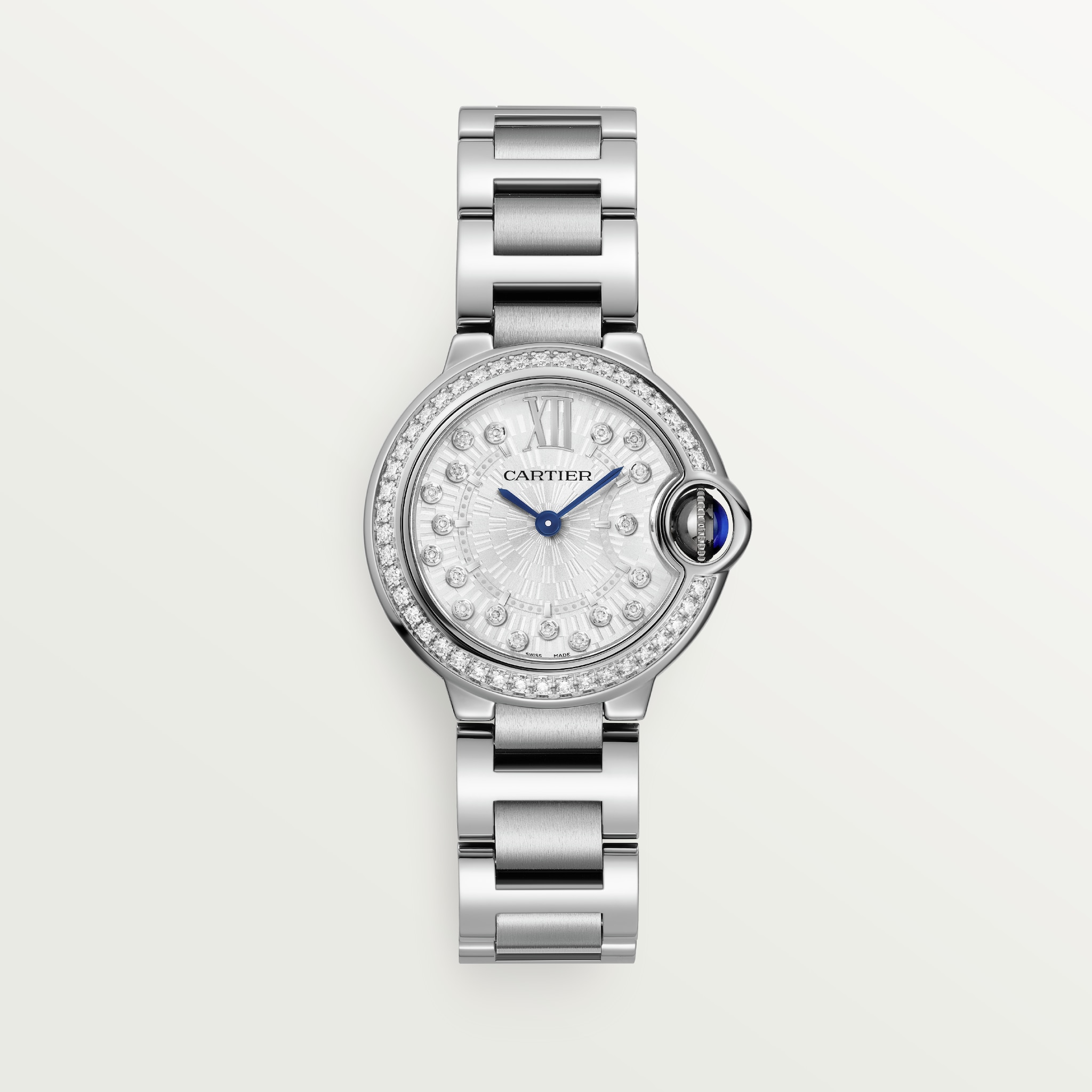 Ballon Bleu de Cartier watch28 mm, quartz movement, steel, diamonds