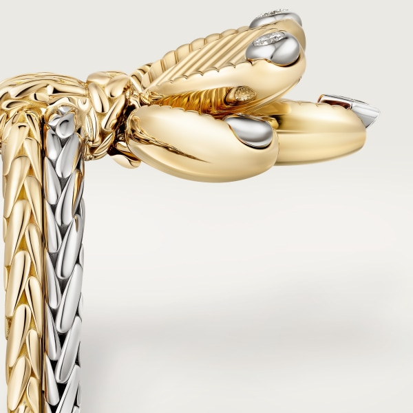 Grain de Café ring Yellow gold, white gold, diamonds