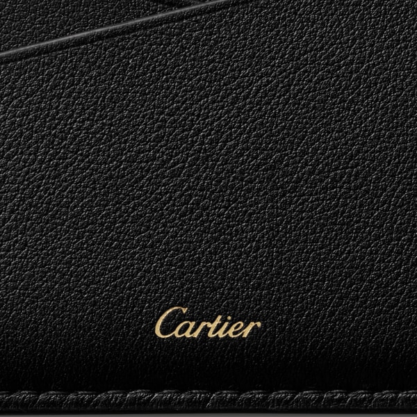 Tarjetero sencillo, Panthère de Cartier Piel de becerro negra acolchada, acabado dorado