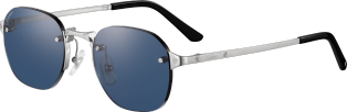 Gafas de sol Santos de Cartier Metal acabado platino liso y cepillado, lentes azules