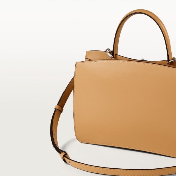 Bolso con asa tamaño mini, Panthère de Cartier Piel de becerro beige camel, acabado paladio