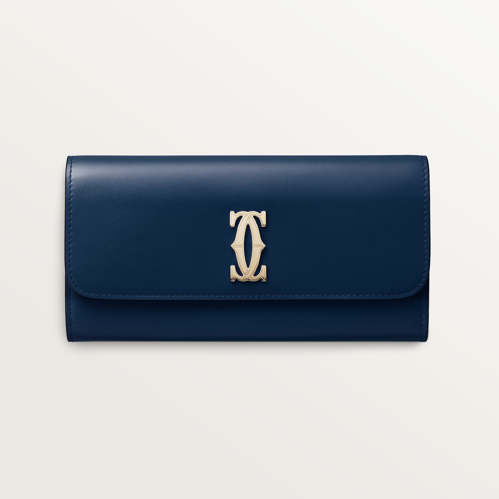 International wallet with flap, C de CartierMidnight blue calfskin, golden finish