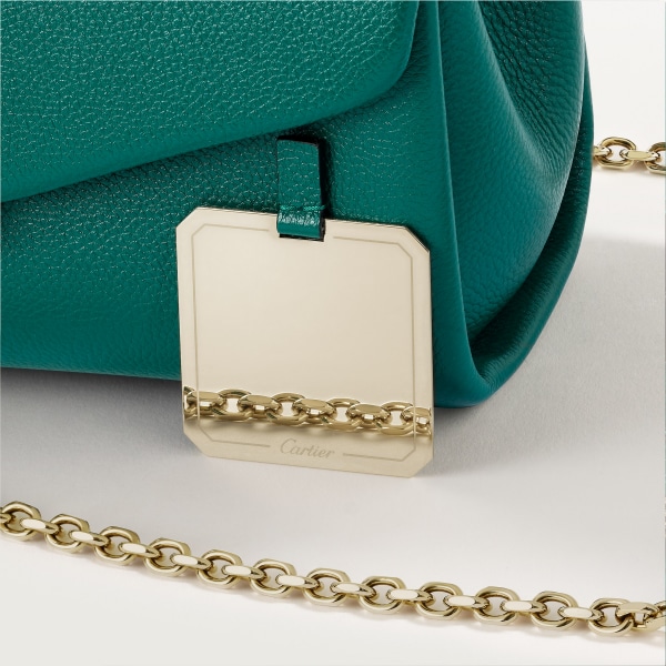 Chain bag small model, Panthère de Cartier Bright green calfskin, golden finish