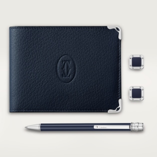 Santos de Cartier cufflinks, pen and wallet set Navy blue