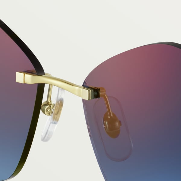 Gafas de sol Panthère de Cartier Metal acabado dorado liso, lentes degradadas azules