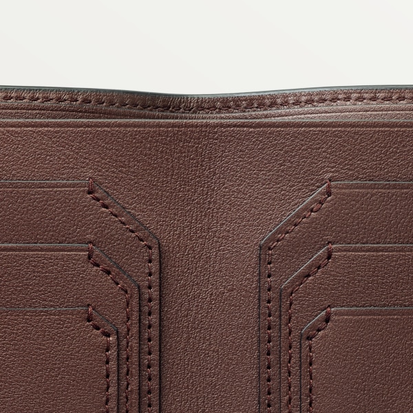 Must de Cartier Small Leather Goods, compact wallet Chocolate calfskin, palladium finish