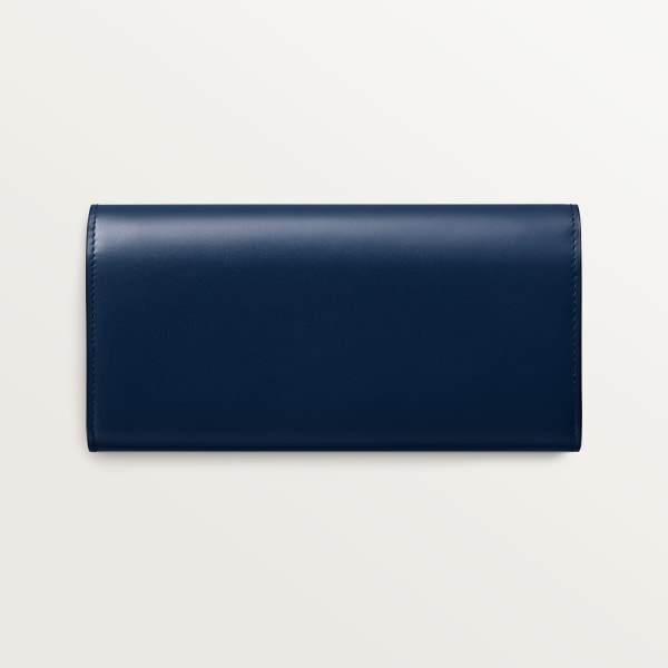 International wallet with flap, C de Cartier Midnight blue calfskin, golden finish