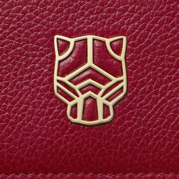 Panthère de Cartier Small Leather Goods, Card holder Burgundy calfskin, golden finish
