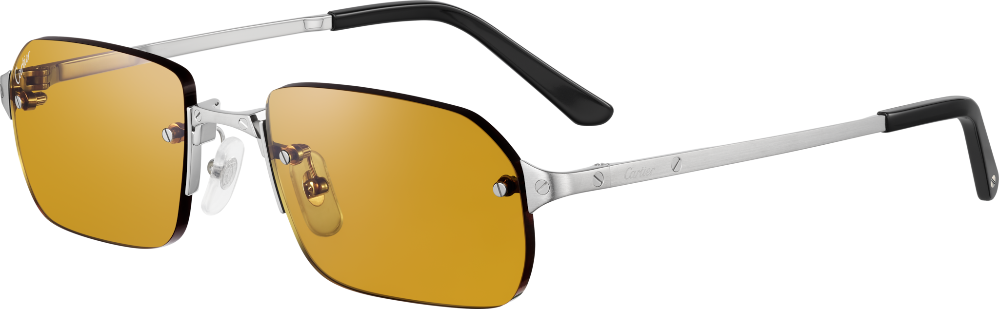 Gafas de sol Santos de CartierMetal acabado dorado liso y cepillado, lentes marrones