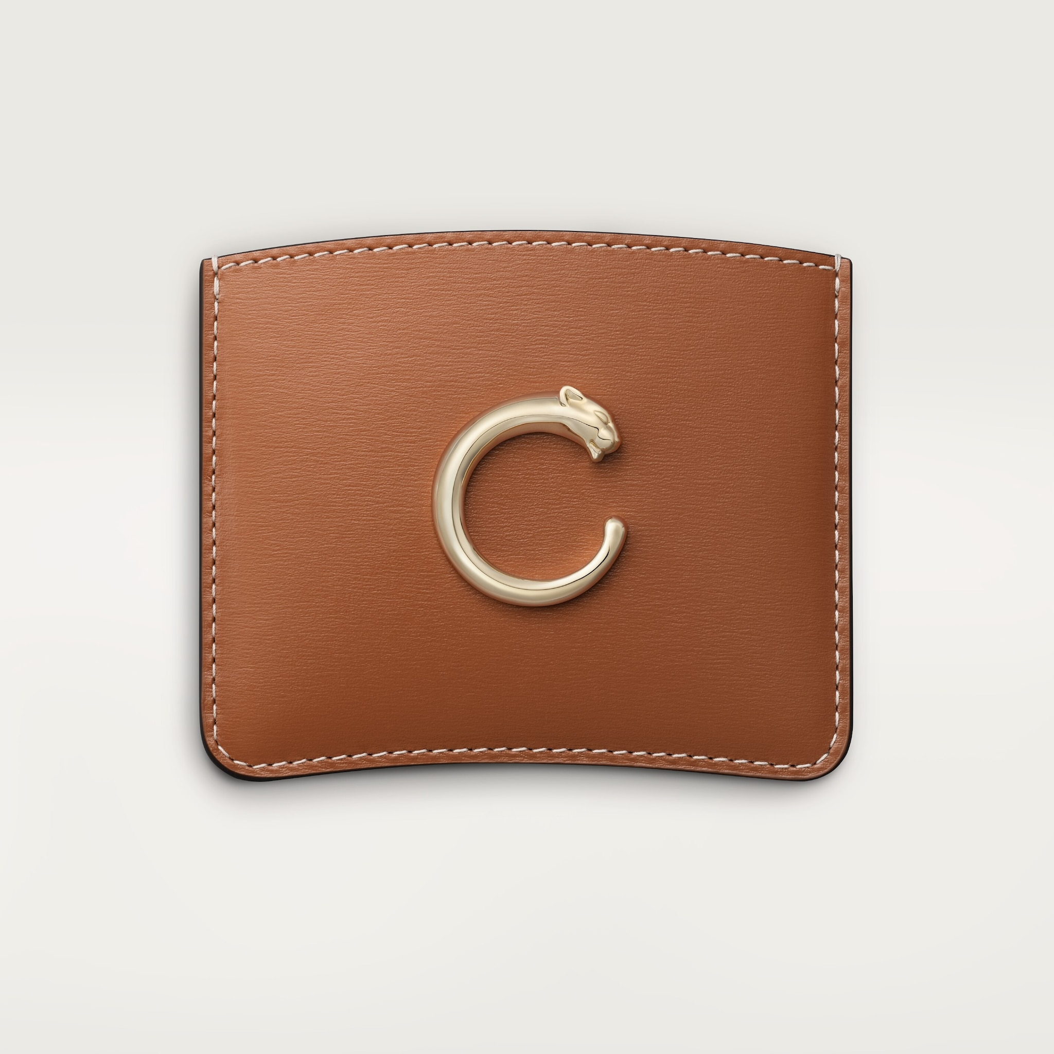 Simple card holder, Panthère de CartierCaramel calfskin, golden finish