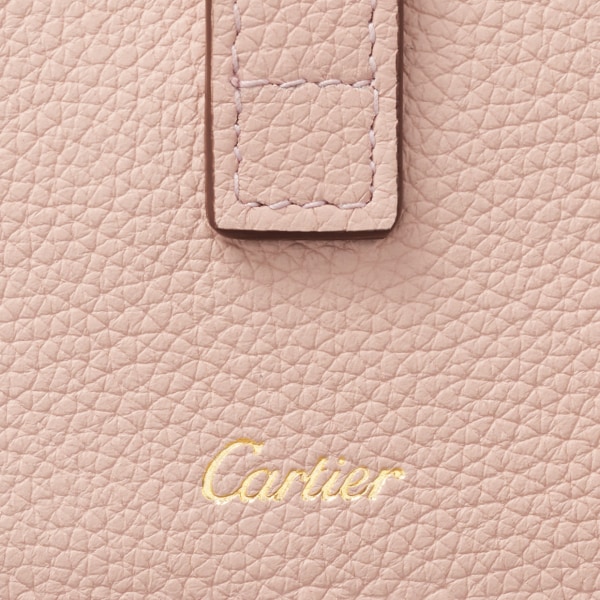 Accordion card holder, Trinity Quartz-coloured grained calf leather, gold, palladium or rose gold finish