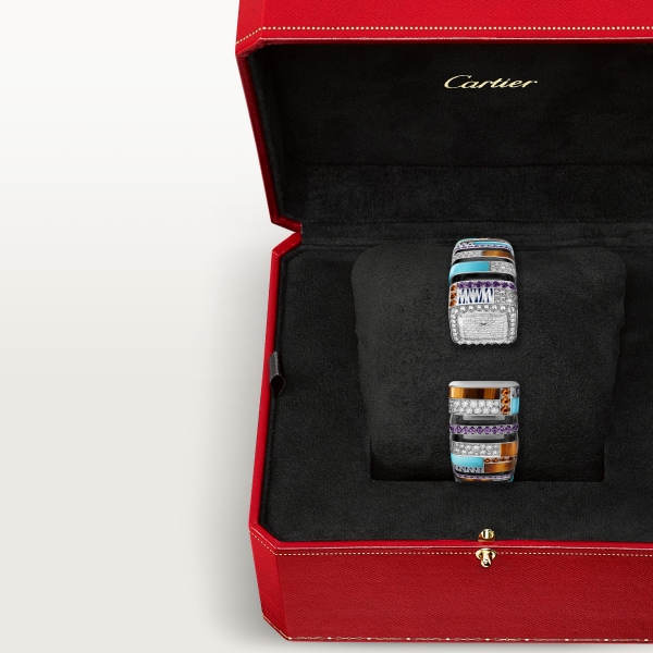 Reflection de Cartier watch Quartz, white gold, diamonds, opal, tiger's eye, amethysts, spessartite garnets