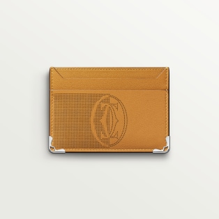 Double card holder, Must de Cartier Cumin-coloured calfskin, palladium finish