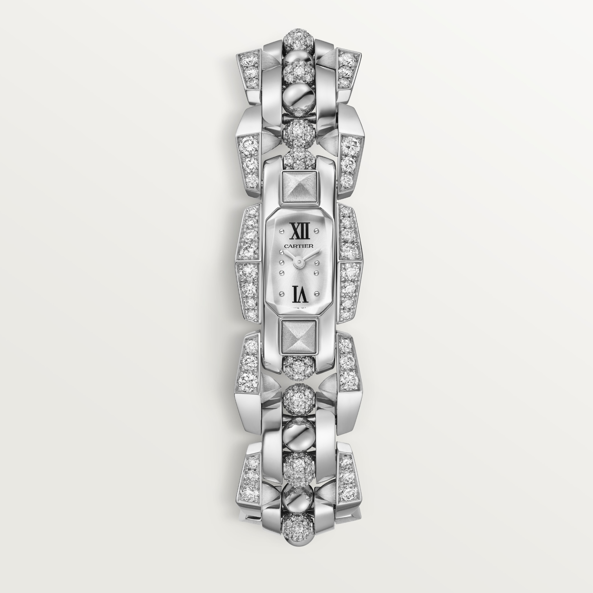 Reloj Clash [Un]limitedTamaño pequeño, movimiento de cuarzo, oro blanco rodiado, diamantes