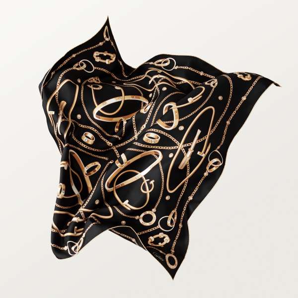 Precious Mundanity 90 scarf Black silk twill