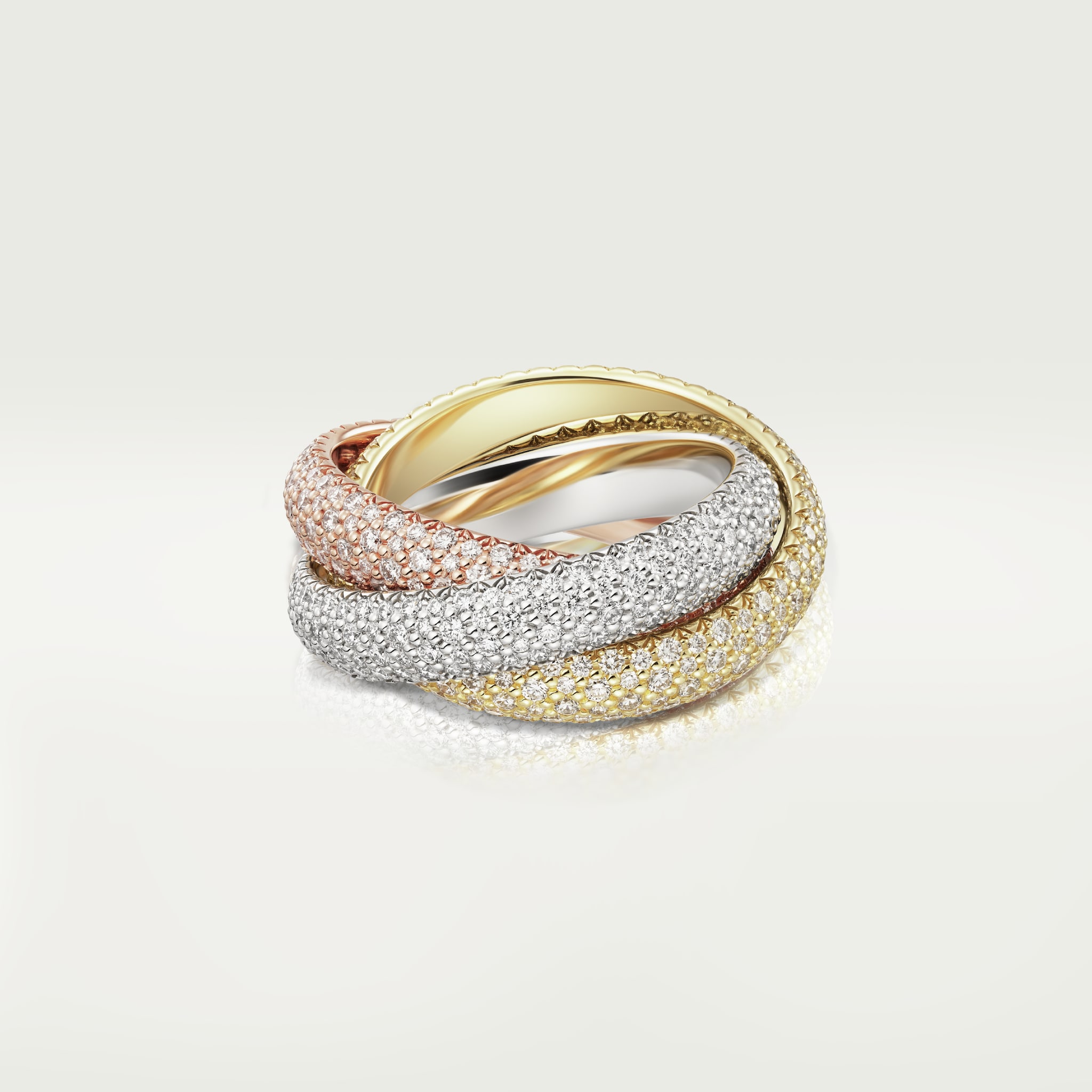 CRB4236000 - Classic Trinity ring - White gold, yellow gold, rose gold,  diamonds - Cartier