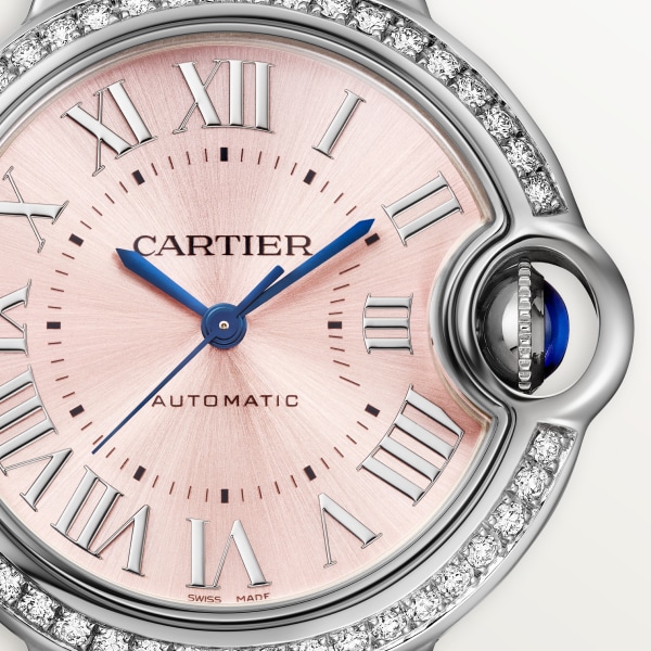 Reloj Ballon Bleu de Cartier 33 mm, movimiento mecánico de carga automática, acero, diamantes